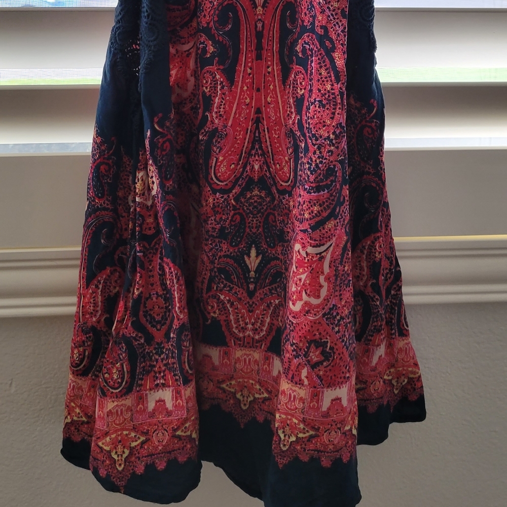FREE PEOPLE Shea Printed Paisley Hivh Neck Slip Dress, Size XS - Picture 4 of 14